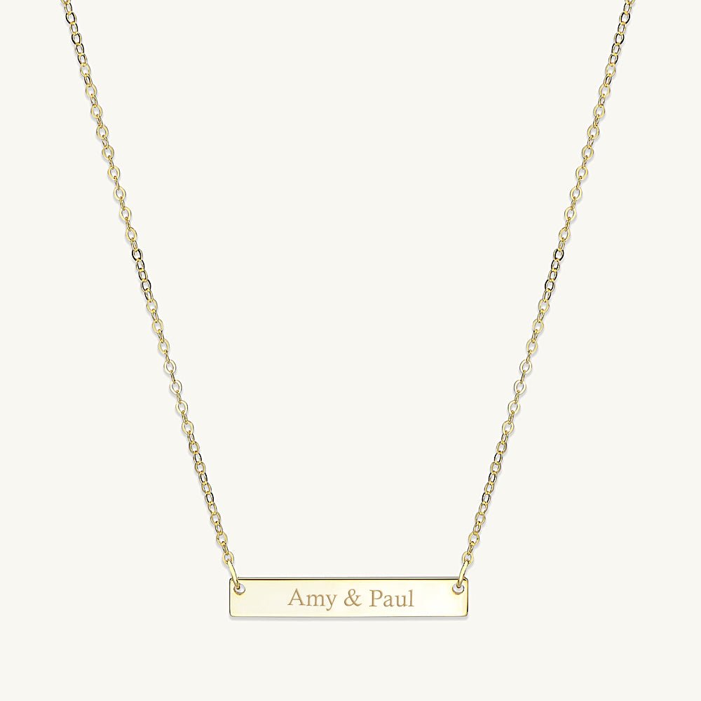 Engraved Personalised Bar Necklace - Camile & Stone