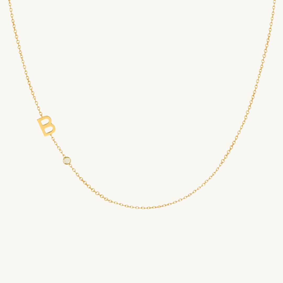 Sideways Pave Single Letter Necklace