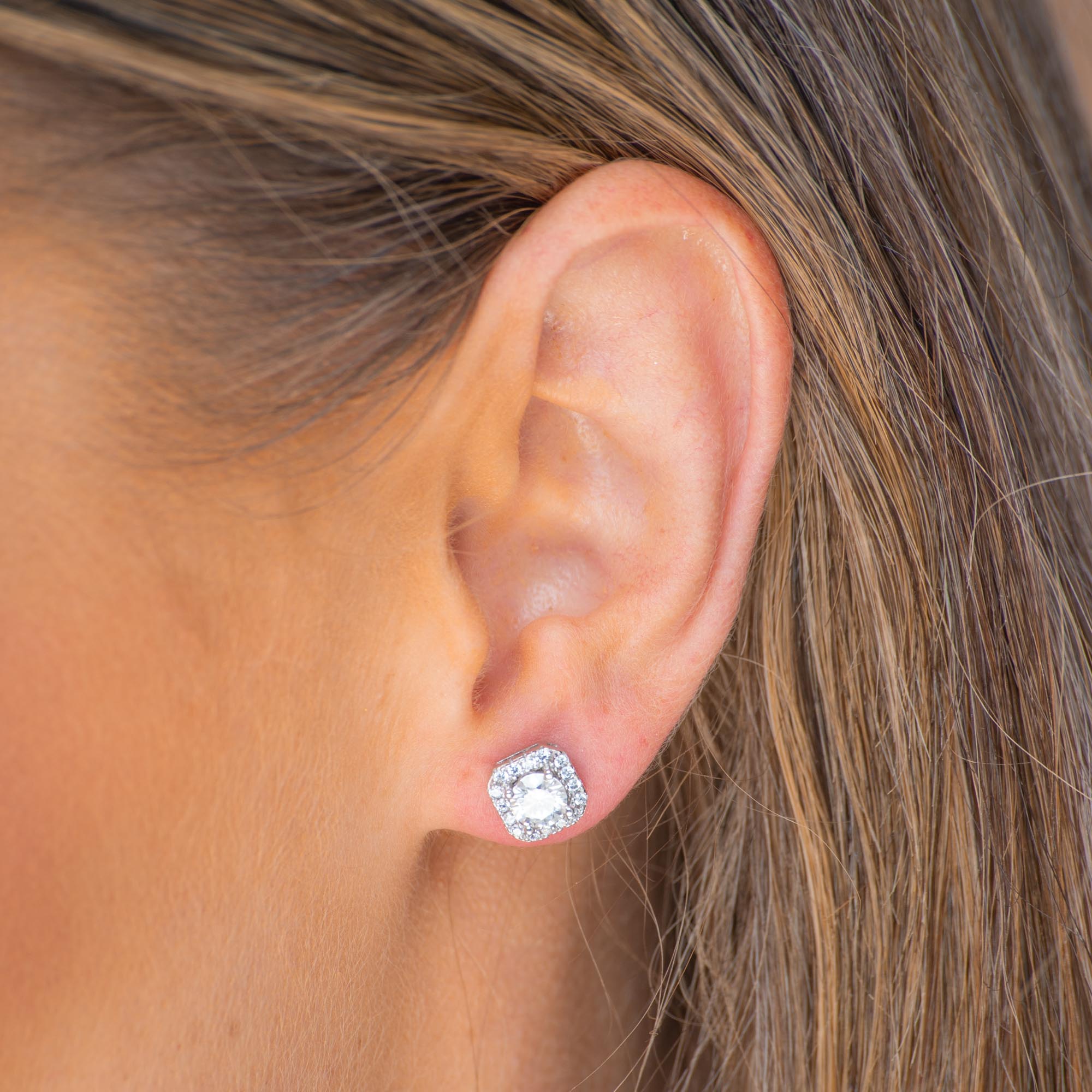 Square Halo Moissanite Stud Earrings 0.5 Carat - Camile & Stone